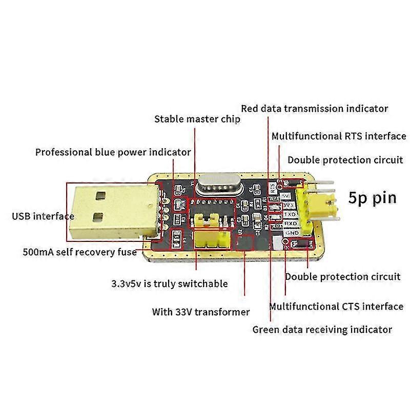 3 Stück Usb Zu Ttl Ch340g Rs232 Konverter Modul Uart Serial Port Stc Dor Upg Pinsel Programmierer