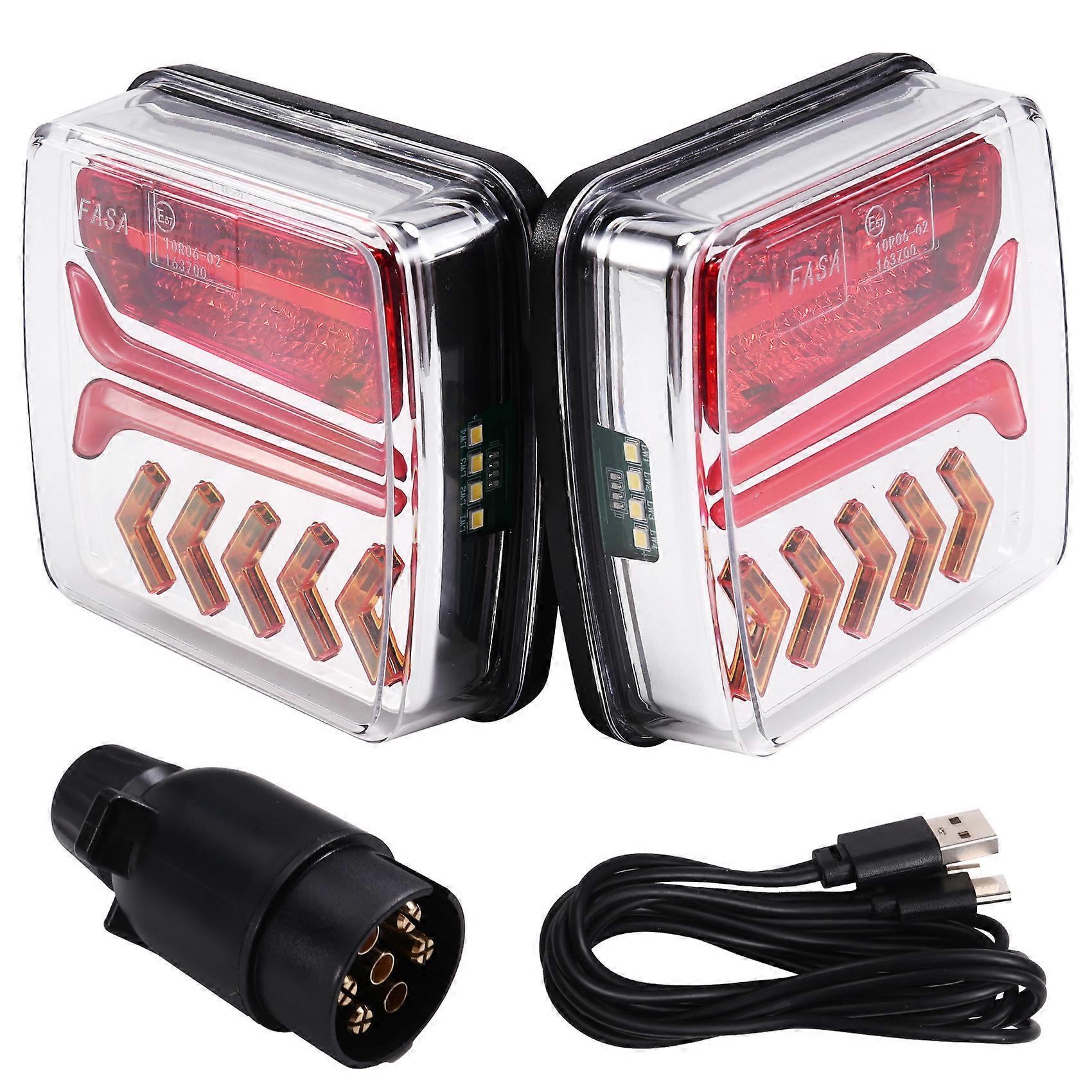 1 Set 12v 24v Drahtlose Magnetische Led Rücklicht Anhänger Rücklicht Signal Warnung Bremslicht Rv Lkw Caravan Eu Stecker