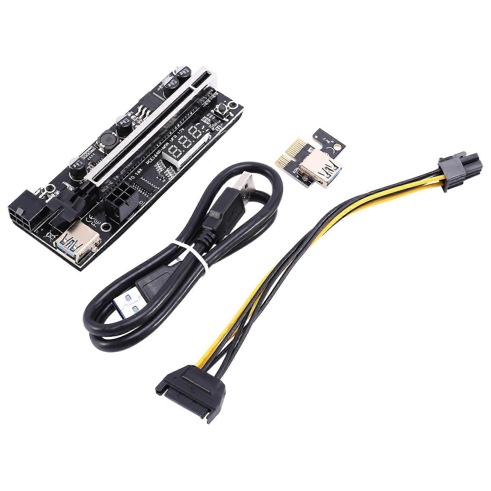 4 Stück Ver12x Pcie Riser-karte 16x Auf 1x Adapterkarte Mit Digitaler Temperaturanzeige 6pin Für Btc Min