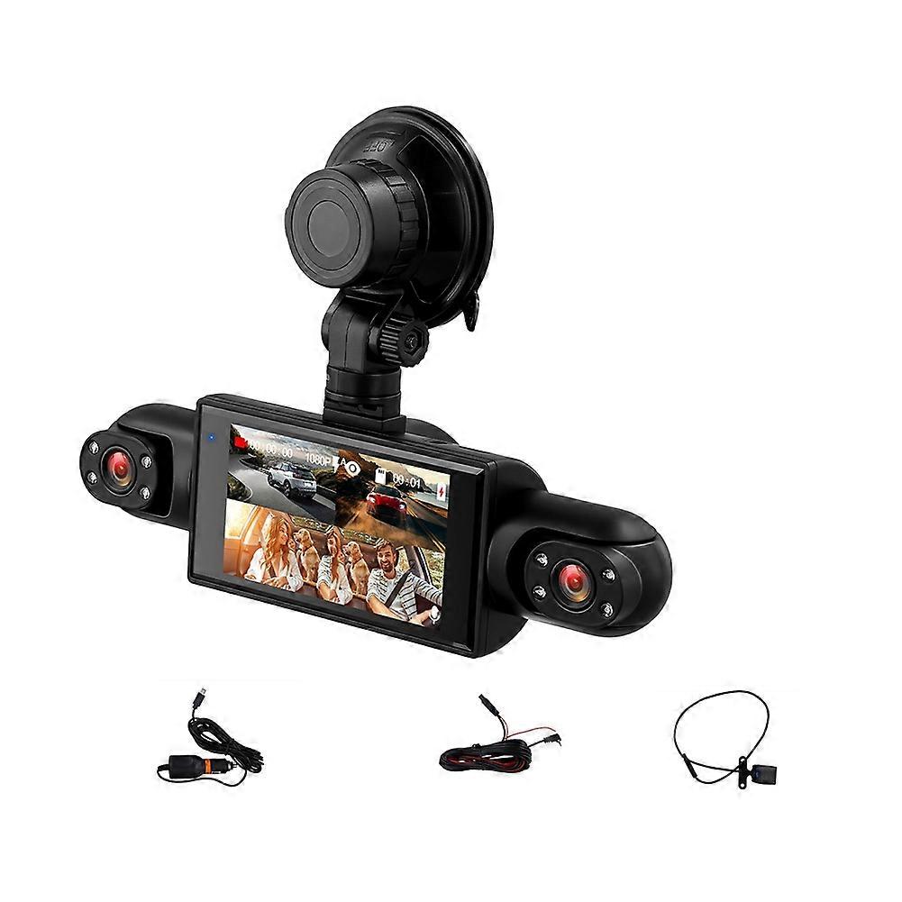 4-objektiv-dashcam Mit 360°-autovideorecorder (1080p), Mit Rechts- Und Linksvorderansicht Und Optionaler Rückfahrkamera.