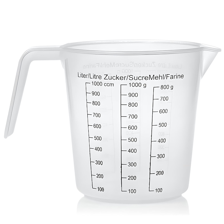 1000-ml-messbecher Aus Kunststoff Mit Skala Für Flüssigkeiten, Zucker Und Mehl