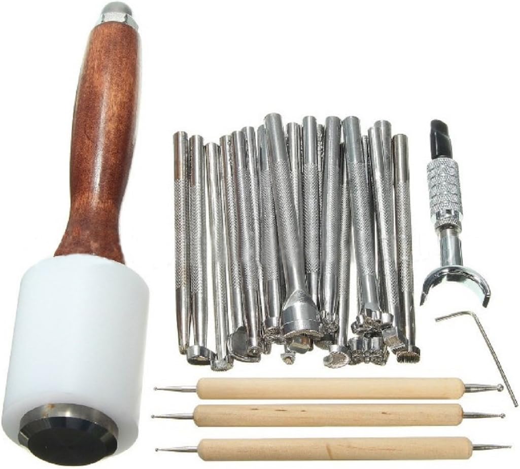 25 Teile/satz Metall Siegel Stempel Stanzen Griff Lederhandwerk