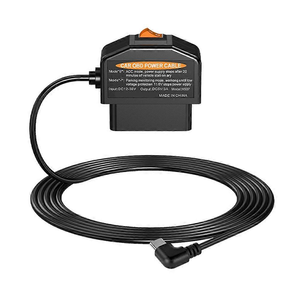 Auto-obd-stromkabel, 35 Mm Länge, 24 Stunden Akkulaufzeit, Für Dash-kamera, Camcorder, Fahrzeug-dvr, Usb-c-winkelstecker, Einfache Installation.