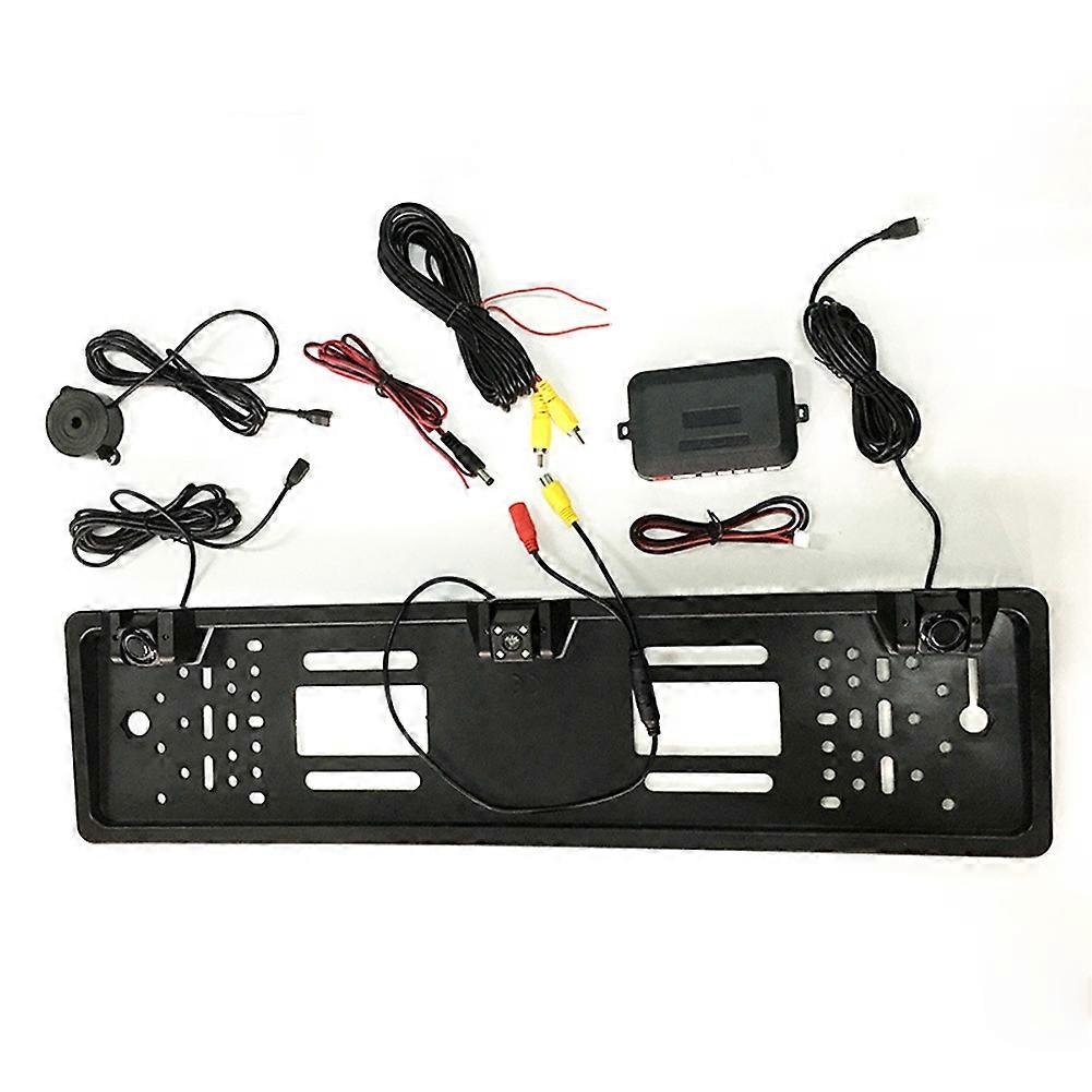 12v 4 Led Auto-rückfahrkamera Mit Radarsensor Zum Parken, Europäischer Nummernschildhalter, Rahmen A