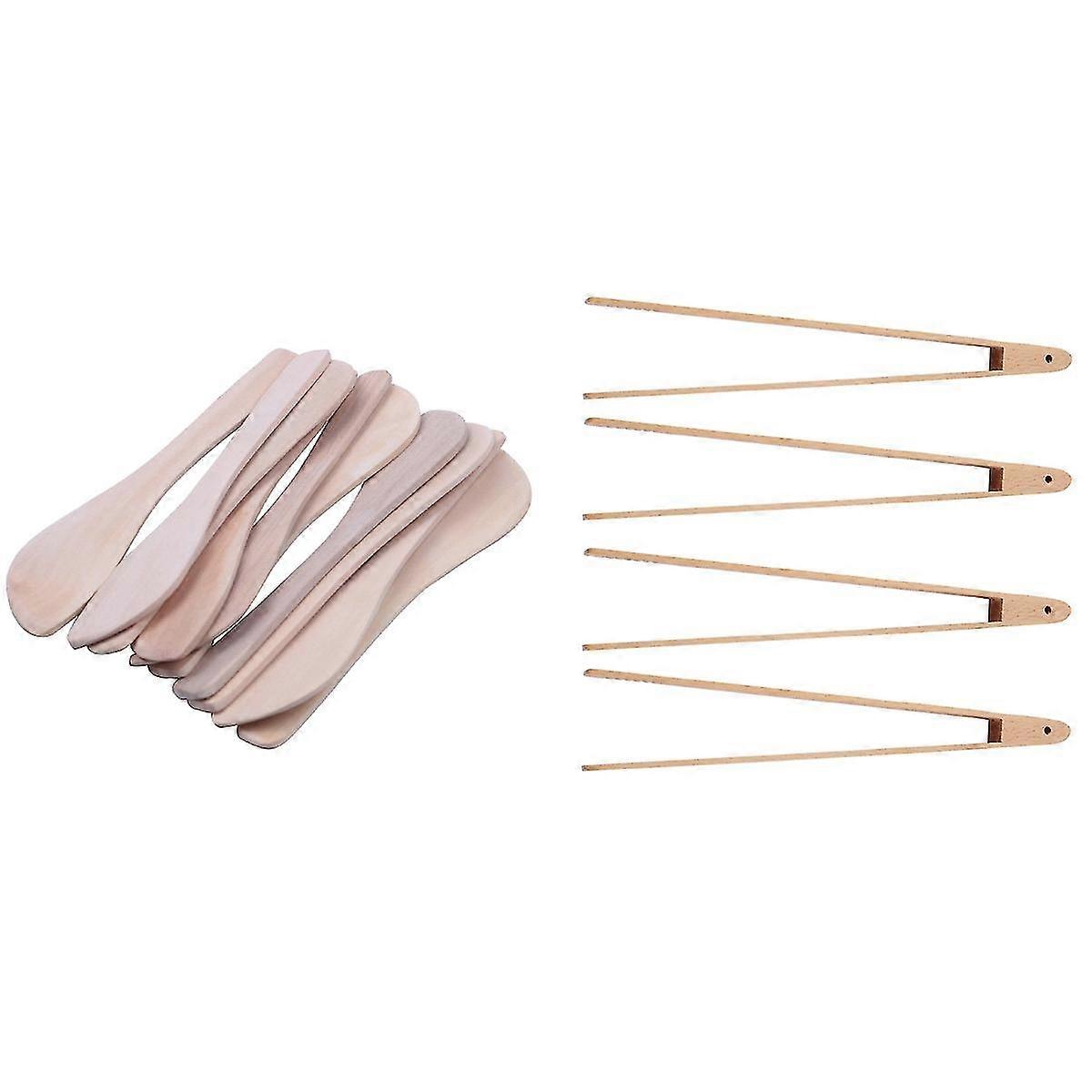 4 Stück 12 Zoll Holz-toasterzangen Und 10 Stück Holzknödellöffel Räuchermesser