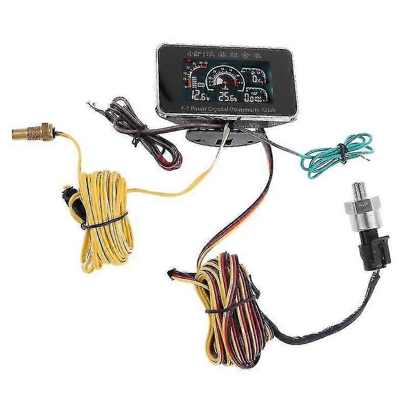 12v 24v Auto 4in1 Digital Voltmeter Öldruck Kraftstoff Wassertemperatur Monitor Alarmanzeige