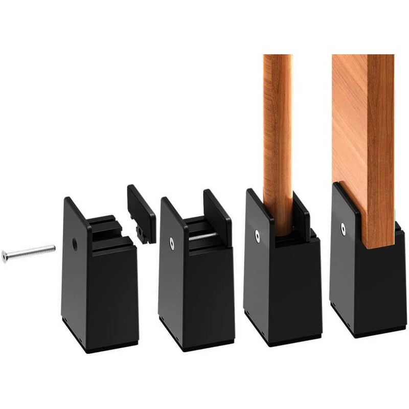 4er-set Verstellbare Stuhlerhöhungen 0–38 Mm – 10 Cm Möbelerhöhungen Mit Befestigungsschrauben – Schwarz –