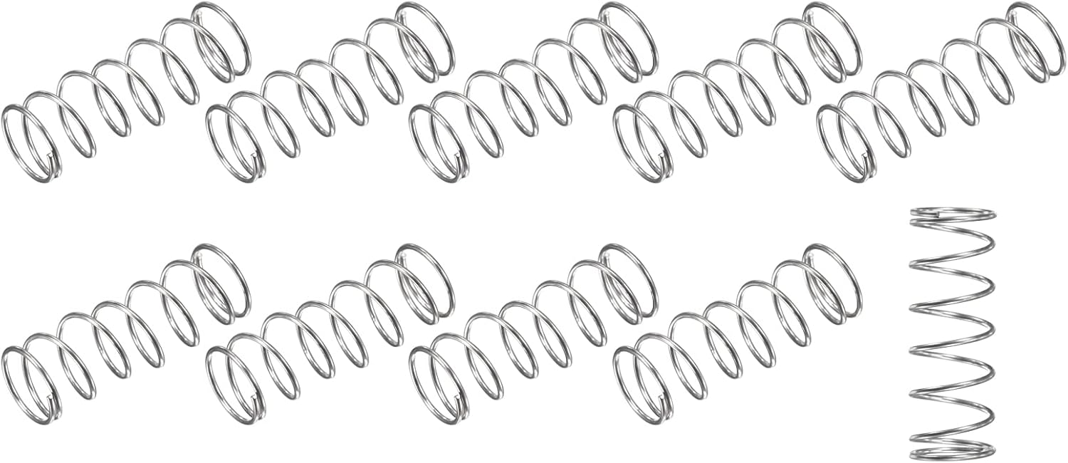 10 Stück Druckfedern (0,8 X 11 Mm Außendurchmesser, 30 Mm Freie Länge), Zugfeder Aus Edelstahl 304 – Für Heimreparaturen, Heimwerkerprojekte, Silberfarben –