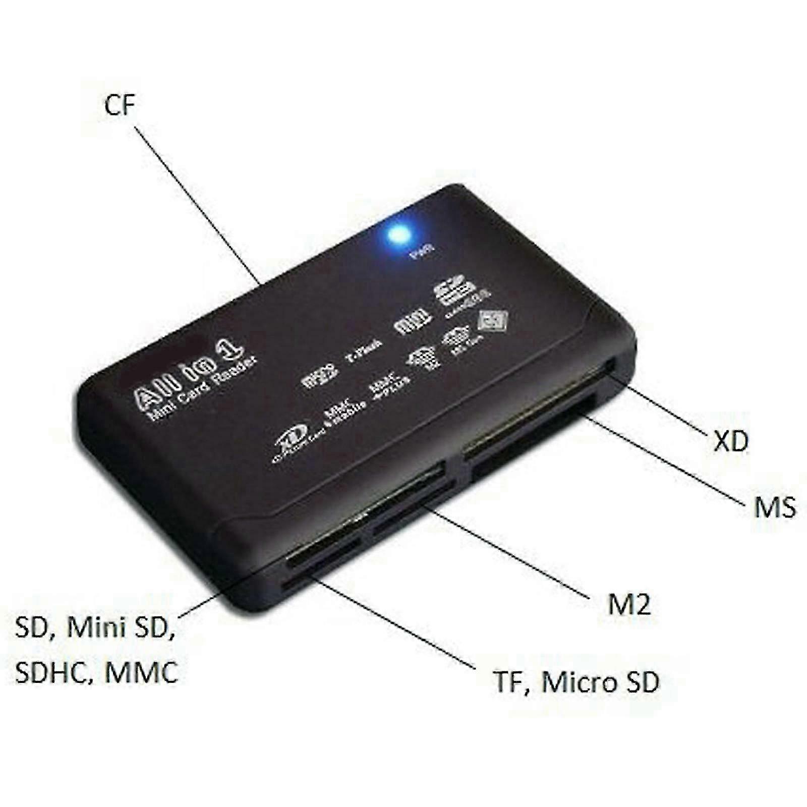 All In One 1 Externer Usb-speicherkartenleser Sdhc Mini Micro M2 Mmc Xd Cf Ms