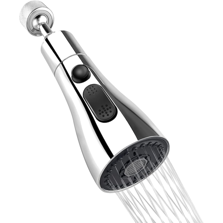 Schwenkbarer Wasserhahn-luftsprudler, Inklusive Adapter, Verlängerung Mit 3 Anwendungsmodi, Universell Einsetzbar, 360°-drehung, Für Küchenspülen, Silber