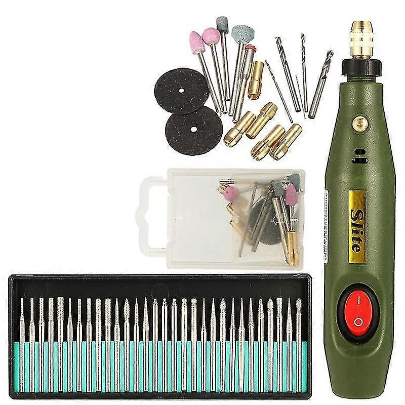 Tragbares Mini-holzschnitzwerkzeug-set + 30-teiliges Diamant-holzschnitzwerkzeug-set, Eu-stecker