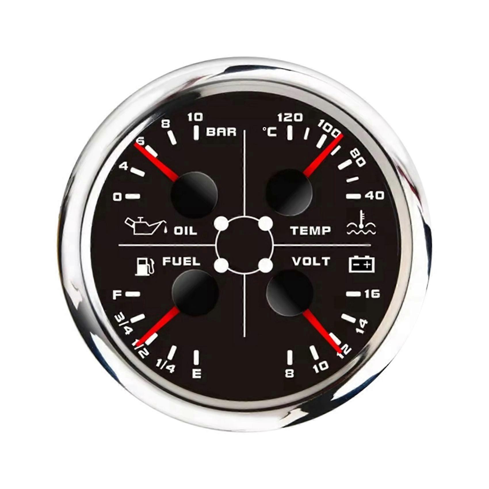 85 Mm 4-in-1-multifunktionsanzeige Mit 0–190 Ohm/240–33 Ohm, Kraftstoffstandanzeige, Wassertemperatur, Öldruck, Voltmeter B