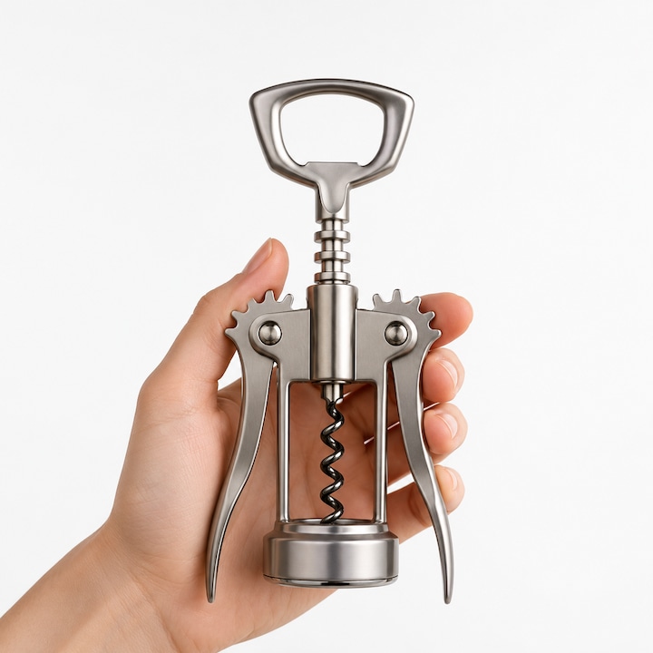 Weinkorkenzieher, Premium-edelstahl, 16 Cm, Sferique Flügelkorkenzieher, Flaschenöffner Und Kronkorkenzieher, Elegantes Design, Langlebig, Mattsilber