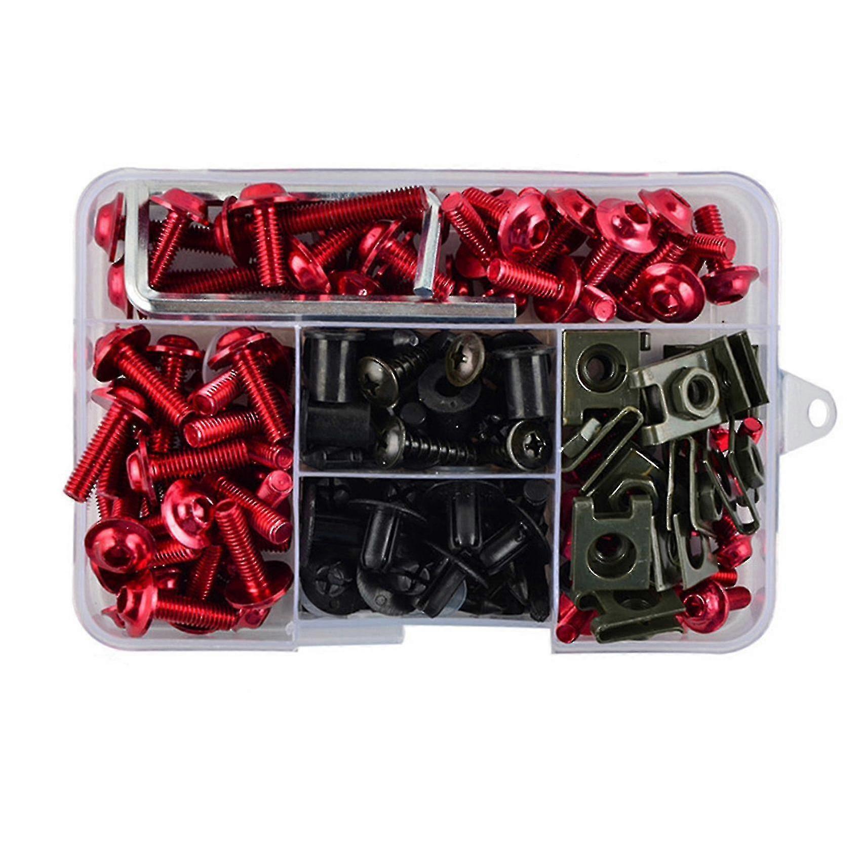 195-teiliges Verkleidungs-verkleidungsschrauben-schrauben-mutter-kit Karosserie-schrauben-motorrad-universal-kit Rot