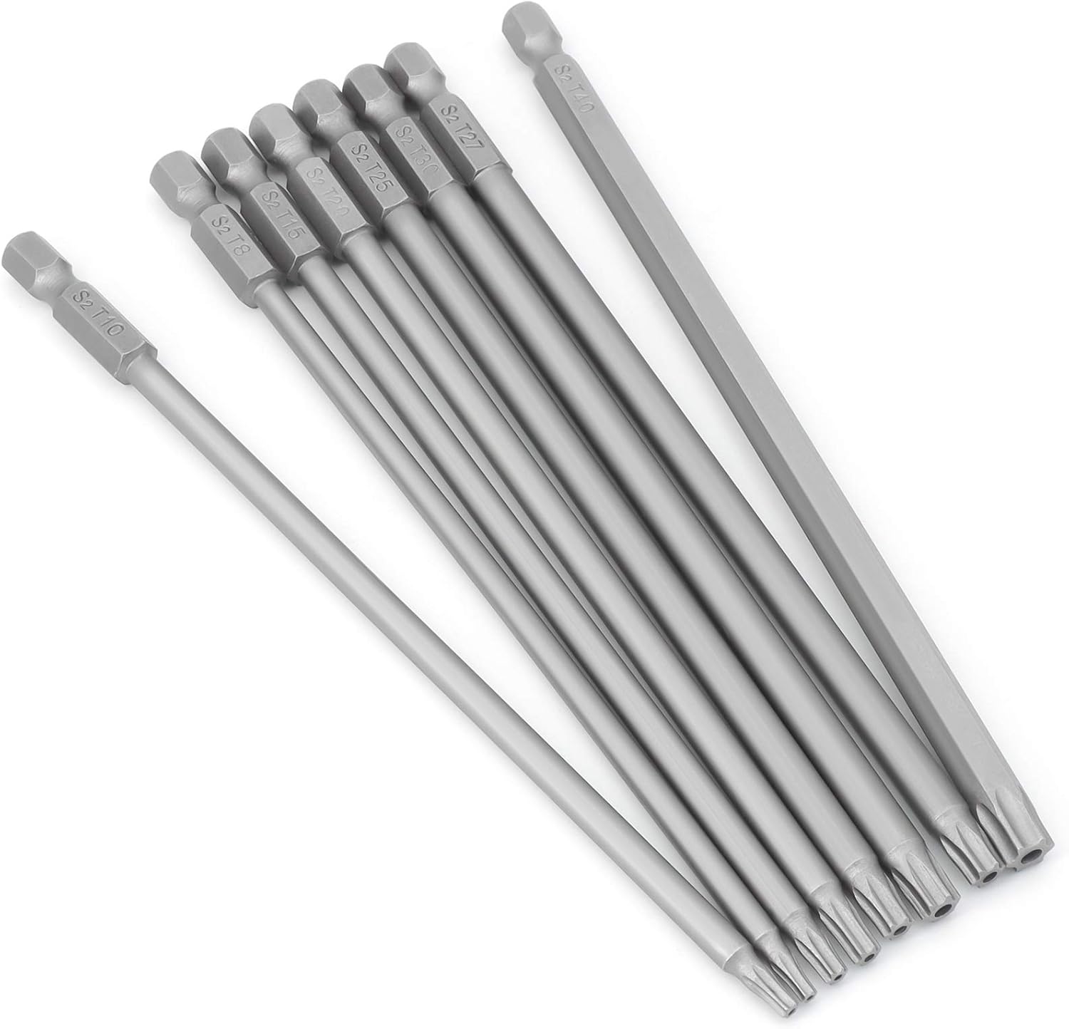 8-teiliges Langes Torx-bit-set – 1/4 Zoll Magnetischer Sternkopf, 150 Mm Langer Sechskantschaft, Torx-elektrowerkzeug-set (8-teilig, 150 Mm) –