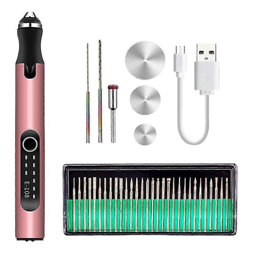 Tragbarer Gravurstift, Professionelle Präzision Mit Reißnadel Mit Bits, Wiederaufladbar Über Usb, Gold