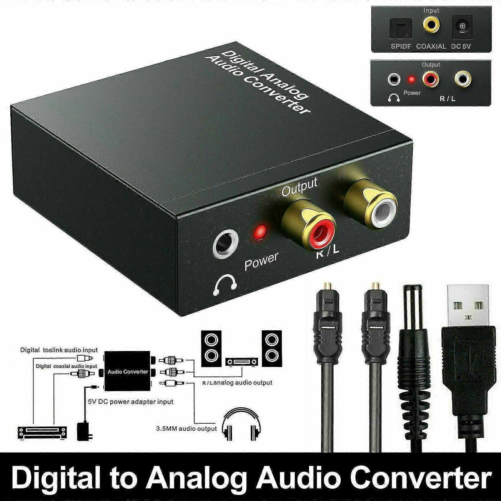 Digital-zu-analog-toslink-koaxialer Optischer Cinch-3,5-mm-l/r-audiokonverter-adapter