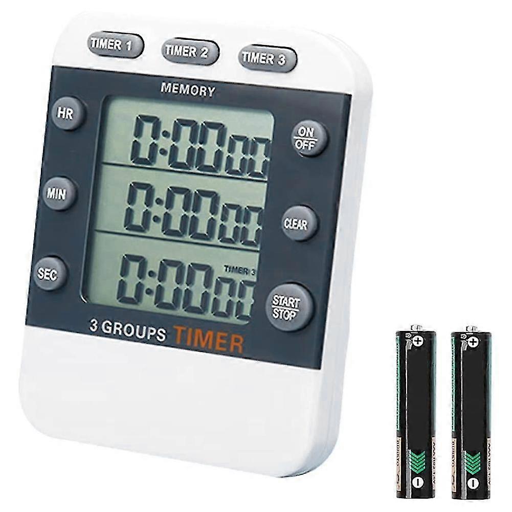 Digitaler Dual-küchentimer, 3-kanal-count-up/down-timer, Dreifach-kochtimer, Großes Display, Lo