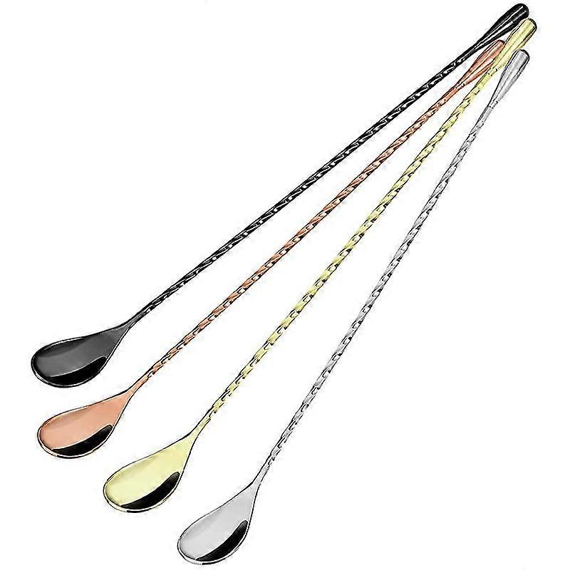 4 Stück Edelstahl-rührlöffel Mit Langem Griff, Spiralmuster-rührlöffel