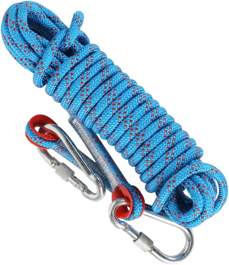 10 M Zugseil, Kordel Mit Karabinern, Astseil, Sicherheitsseile Mit 8 Mm Durchmesser, Für Zeltplatz, Gütertransport, Autotraktion (blau)