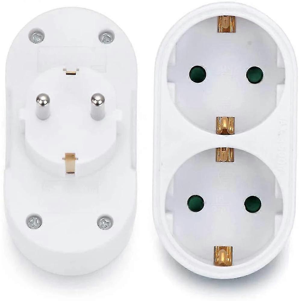 2 Steckplätze, Doppelstecker, Mehrfachsteckdose, Mehrfachstecker, Adaptateur, Horizontal