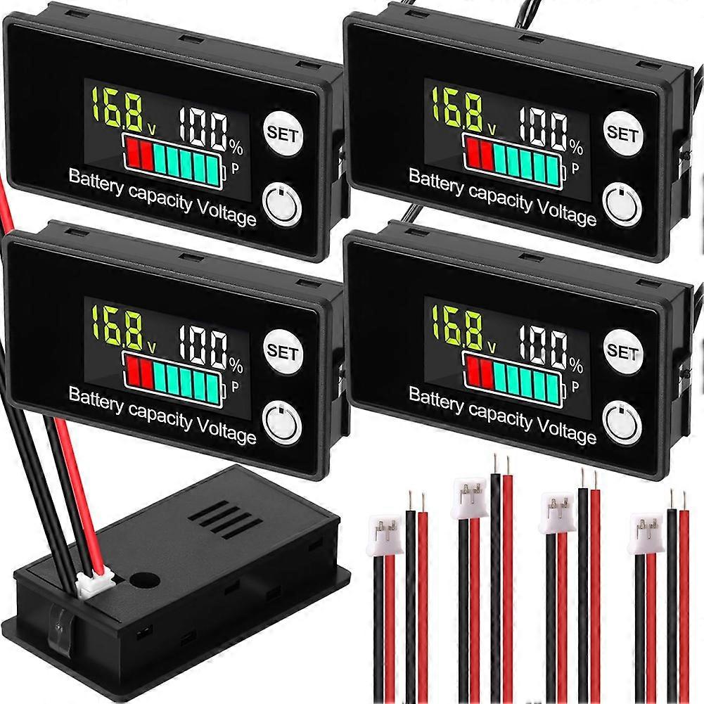 4er-pack Digitaler Batteriemonitor, Kompatibel Mit Golfwagen 8–100 V, 12 V, 24 V, 36 V, 48 V, 60 V, 72 V, Lcd-display Für Marine, Boot/auto/motorrad