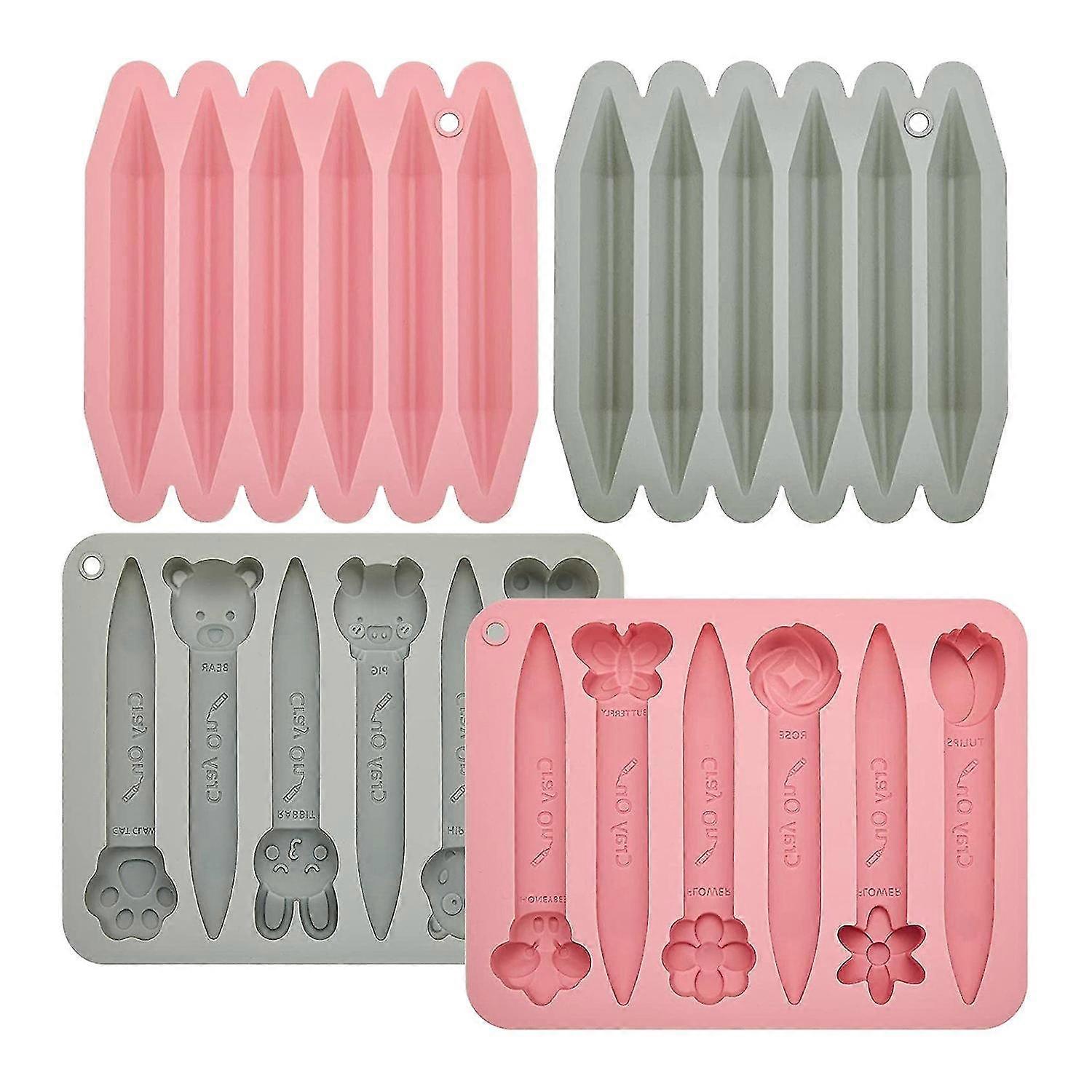 4er-pack Verschiedene Buntstiftform-hohlräume, 3d-stift-silikonform, Dreieckige Buntstiftform, Silikon-schokolade