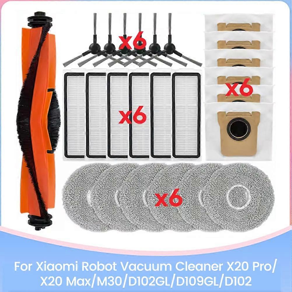 Packung Mit 25 Teilen, Kompatibel Mit Den Roboterstaubsaugern Xiaomi X20 Pro/x20 Max/m30/d102gl/d109gl/d102: Bürste, Filter, Wischtuch Und Staubbeutel.
