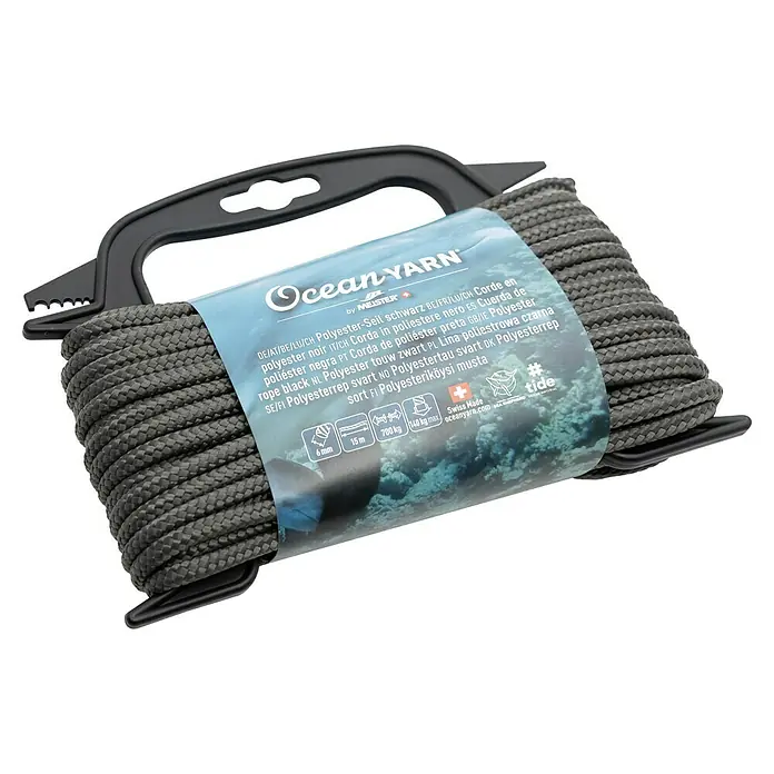 OceanYarn Polyester-Seil OCEANYARN (Länge: 15 m, Durchmesser: 6 mm, Belastbarkeit: 700 kg, Schwarz)