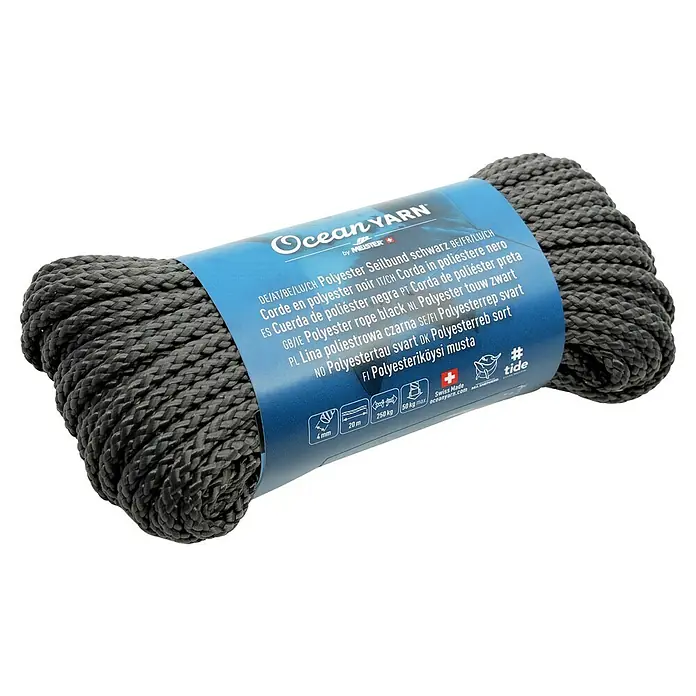 OceanYarn Polyester-Seil OCEANYARN (Länge: 20 m, Durchmesser: 4 mm, Belastbarkeit: 250 kg, Schwarz)