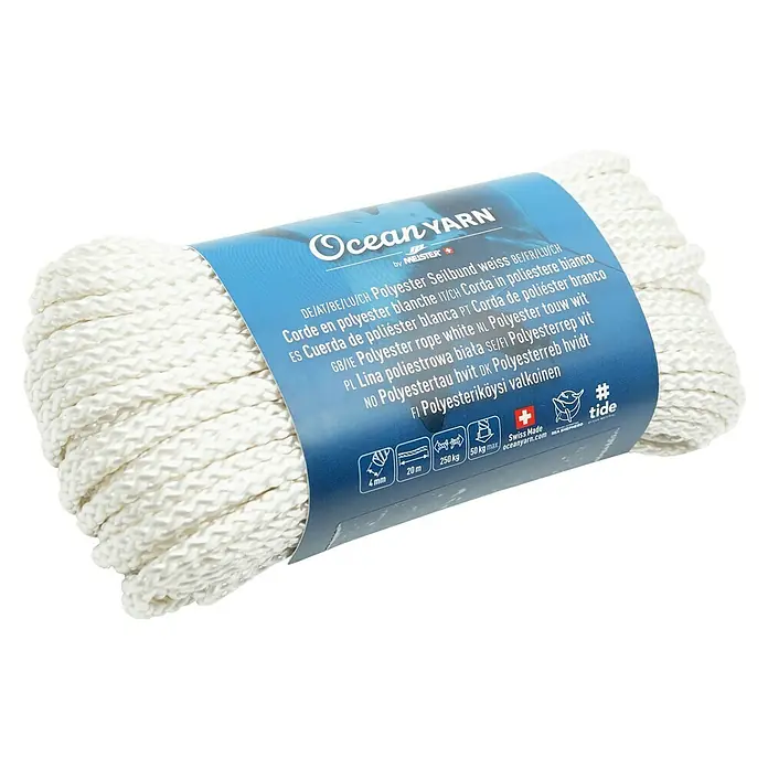 OceanYarn Polyester-Seil OCEANYARN (Länge: 20 m, Durchmesser: 4 mm, Belastbarkeit: 250 kg, Weiß)