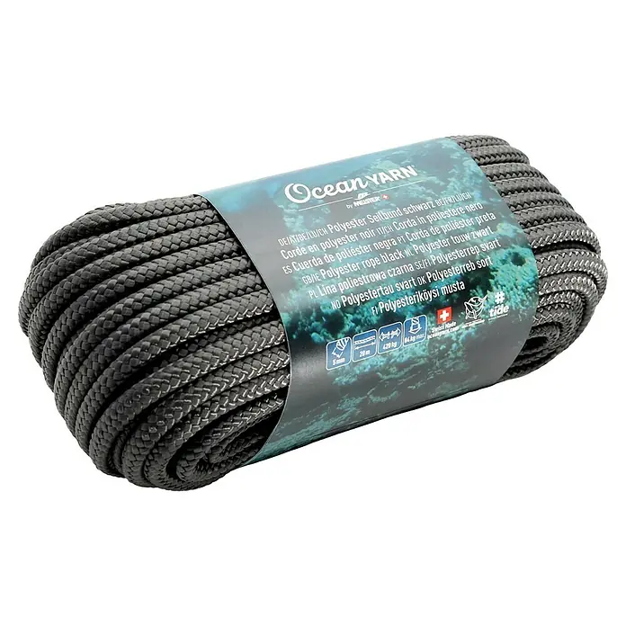 OceanYarn Polyester-Seil OCEANYARN (Länge: 20 m, Durchmesser: 5 mm, Belastbarkeit: 420 kg, Schwarz)