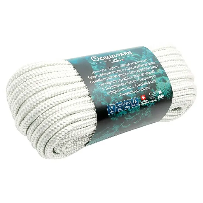 OceanYarn Polyester-Seil OCEANYARN (Länge: 20 m, Durchmesser: 5 mm, Belastbarkeit: 420 kg, Weiß)