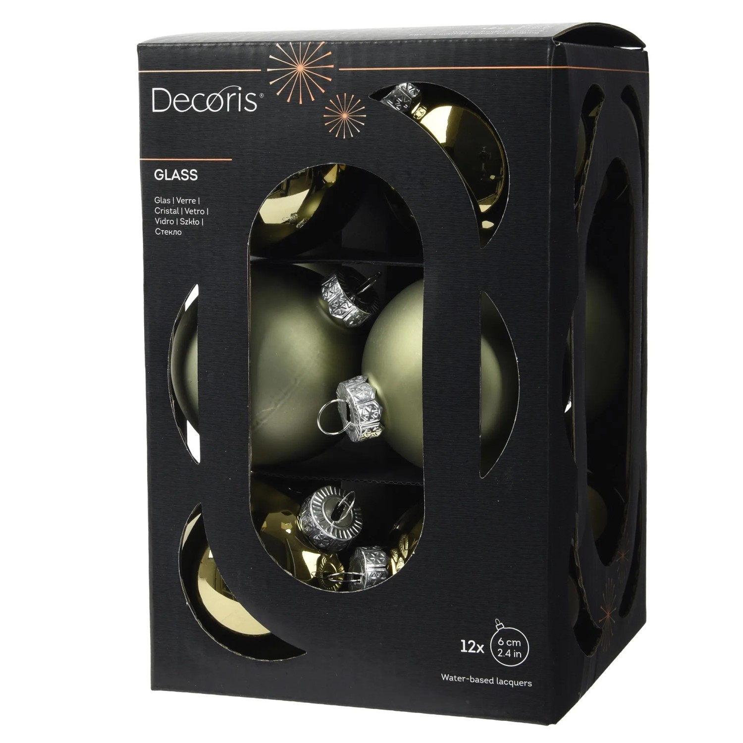 Decoris Weihnachtskugeln Glas Ø 6 cm Grün Mix 12-teilig