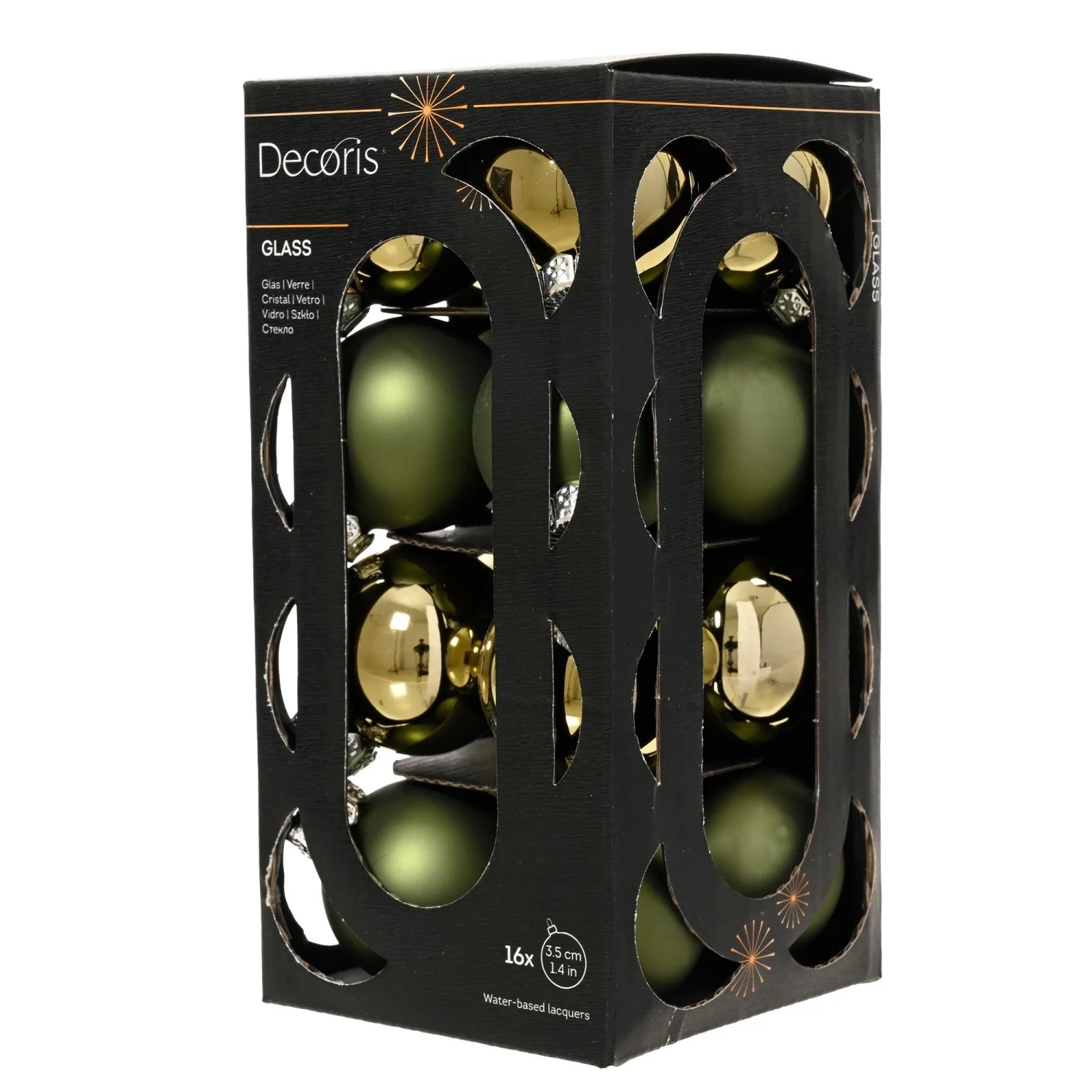 Decoris Weihnachtskugeln Glas Ø 3,5 cm Grün Mix 16-teilig