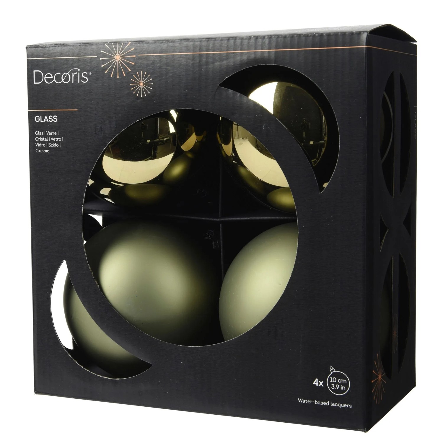 Decoris Weihnachtskugeln Glas Ø 10 cm Grün Mix 4-teilig