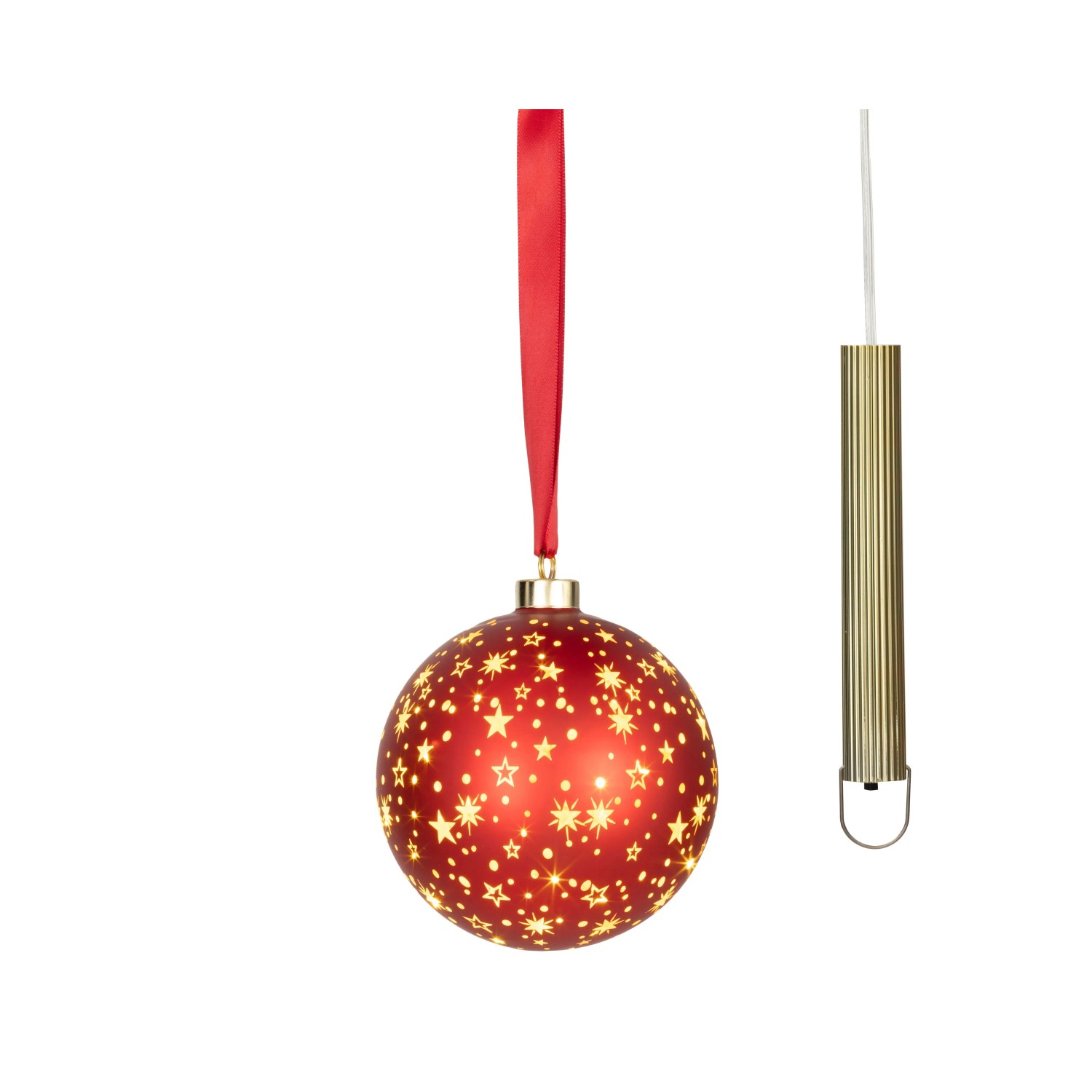 Lumineo LED-Glas-Weihnachtskugel Ø 14 cm Rot