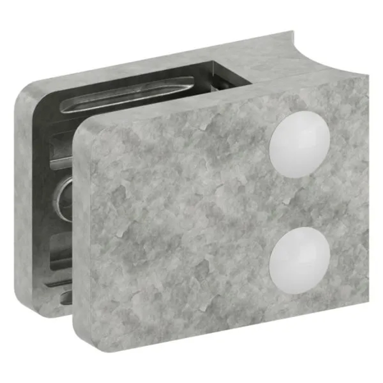 FeNau Glasklemme Zinkdruckguss Roh 45 X 55 X 28,5 mm Für Rohr Ø 42,4 mm Eckig