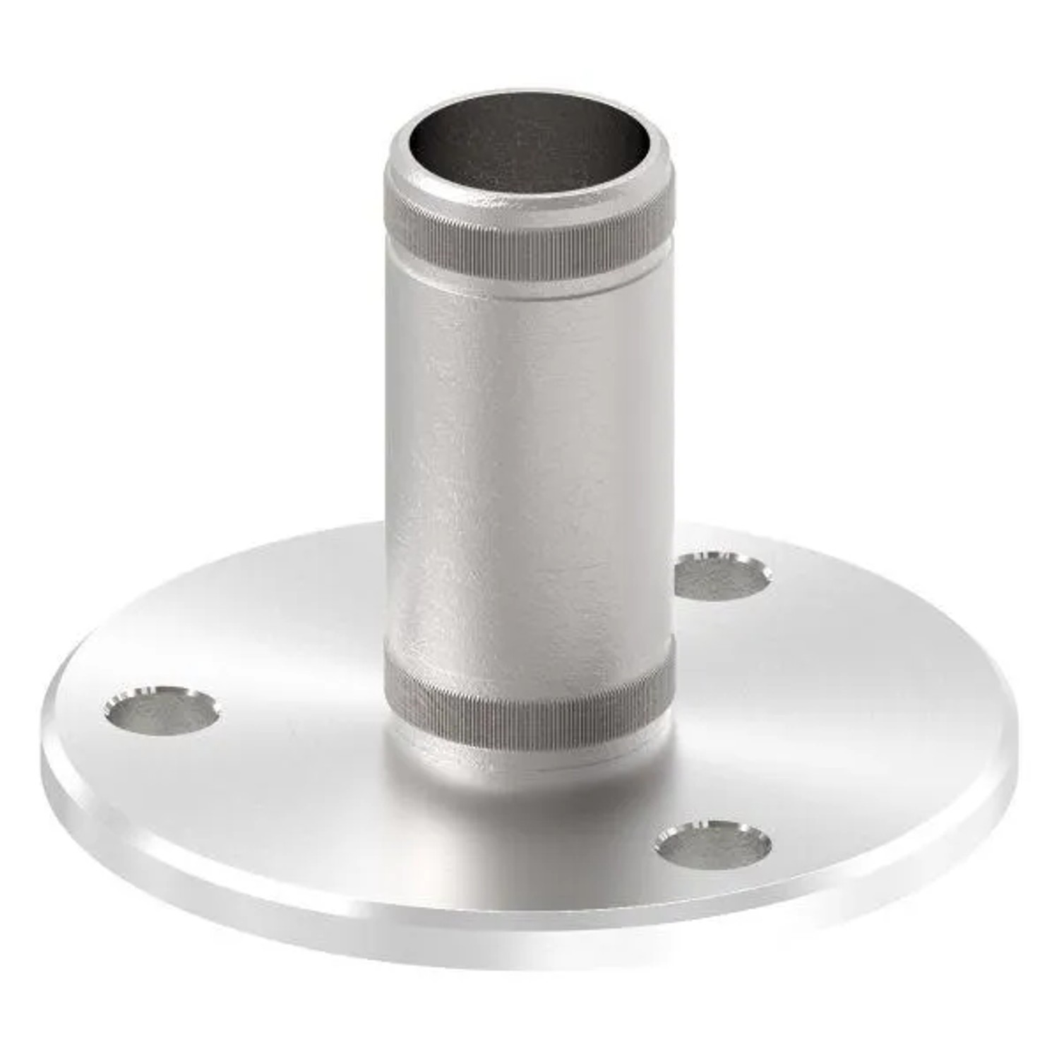 FeNau Wand- Und Bodenanker Edelstahl V2A Für Rohr Ø 33,7 X 2,0 mm Platte Ø 100 X 6 mm Mit Rändelung