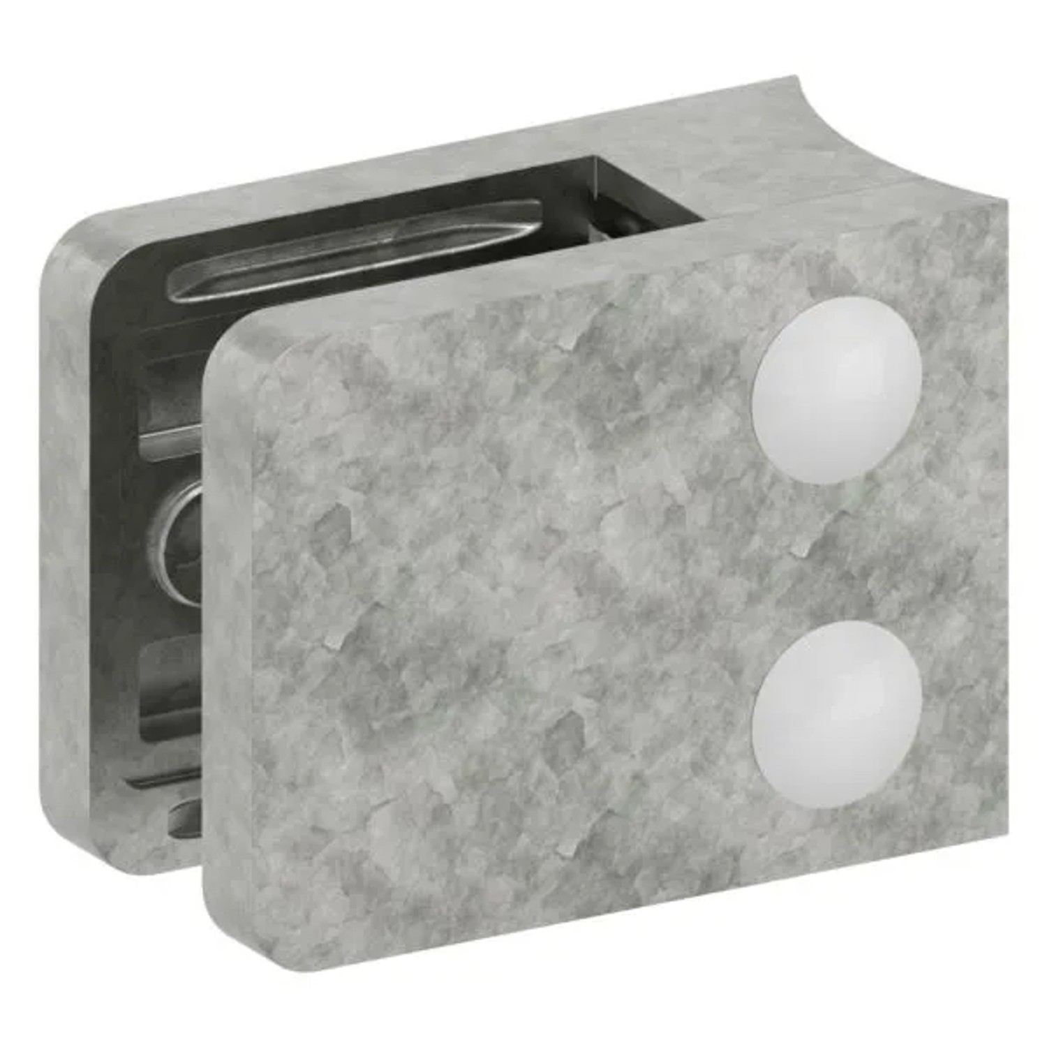 FeNau Glasklemme Zinkdruckguss Roh 45 X 55 X 28,5 mm Anschluss Ø 60,3 mm Eckig