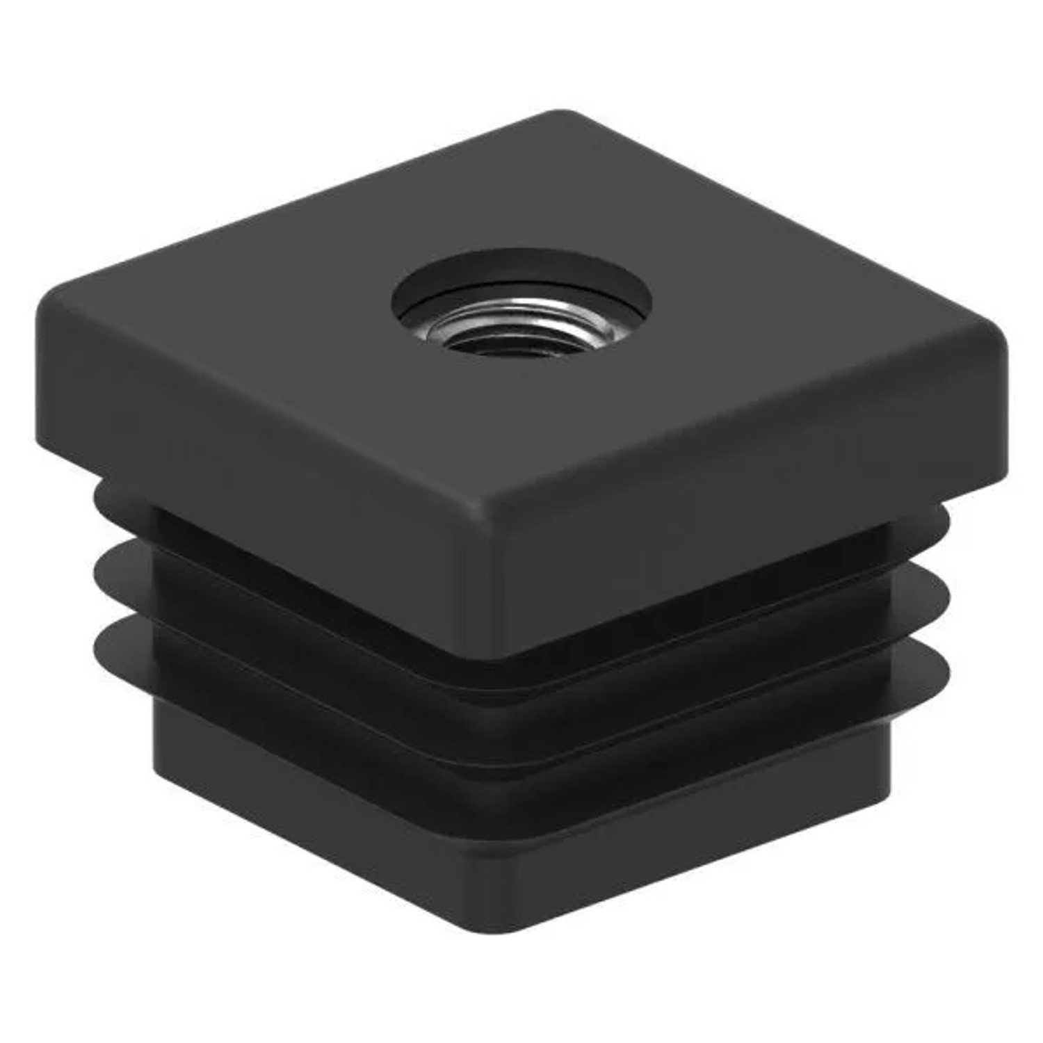 FeNau Kunststoffkappe Kunststoff Für Quadratrohr 30 X 30 mm Wandstärke 2,0 mm M8 Gewinde Schwarz