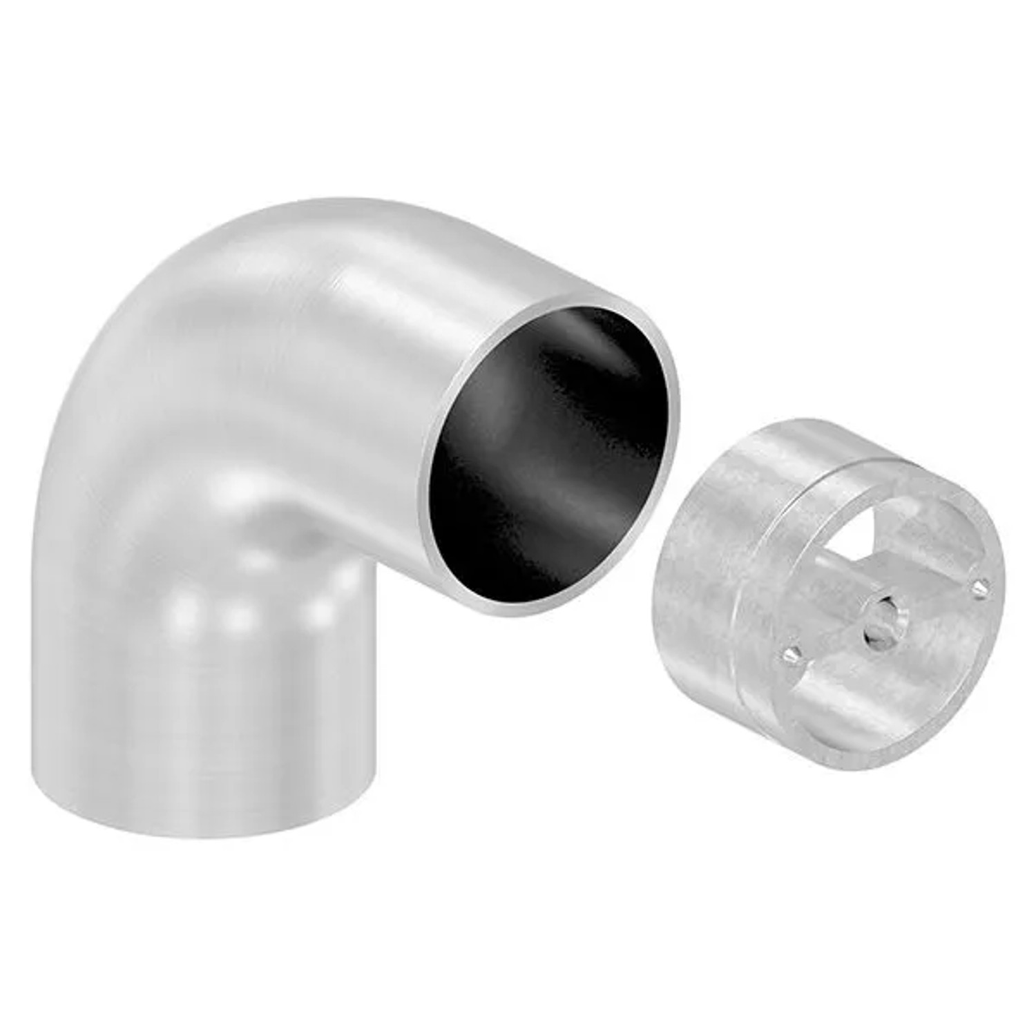 FeNau Endbogen Edelstahl V2A Für Holzhandlauf Ø 42,4 mm 90 Grad Inkl. Adapter