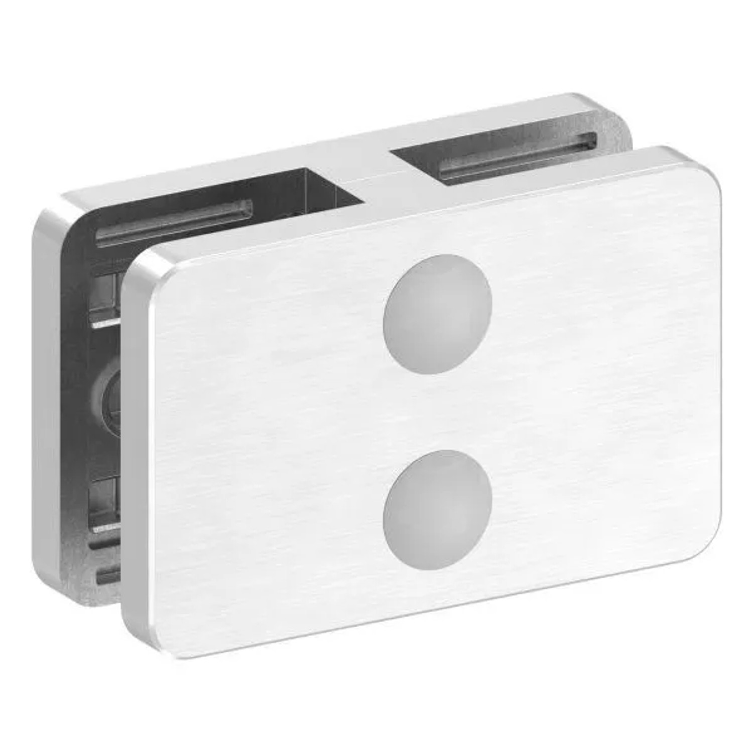 FeNau Glasklemme Edelstahl V4A 180 Grad Eckig Modell 27