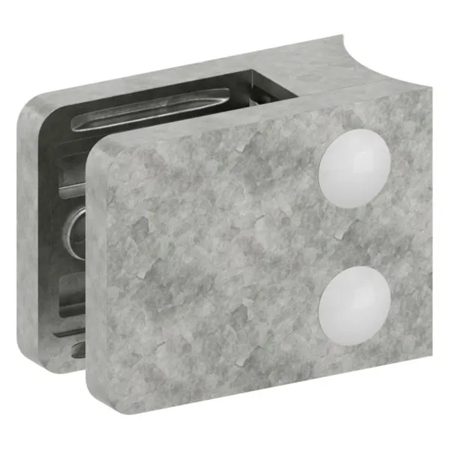 FeNau Glasklemme Zinkdruckguss Roh 45 X 55 X 28,5 mm Für Rohr Ø 48,3 mm Eckig