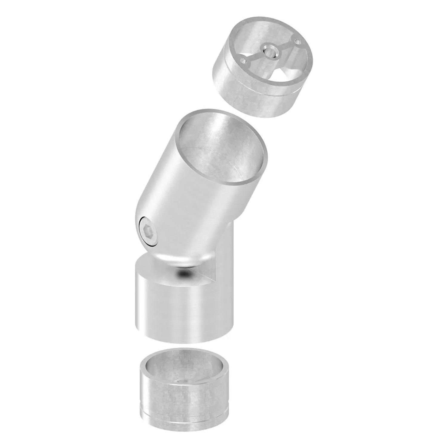 FeNau Handlaufverbinder Flexibel Edelstahl V2A Für Ø 42,4 mm Holzhandlauf Geschliffen Korn 240