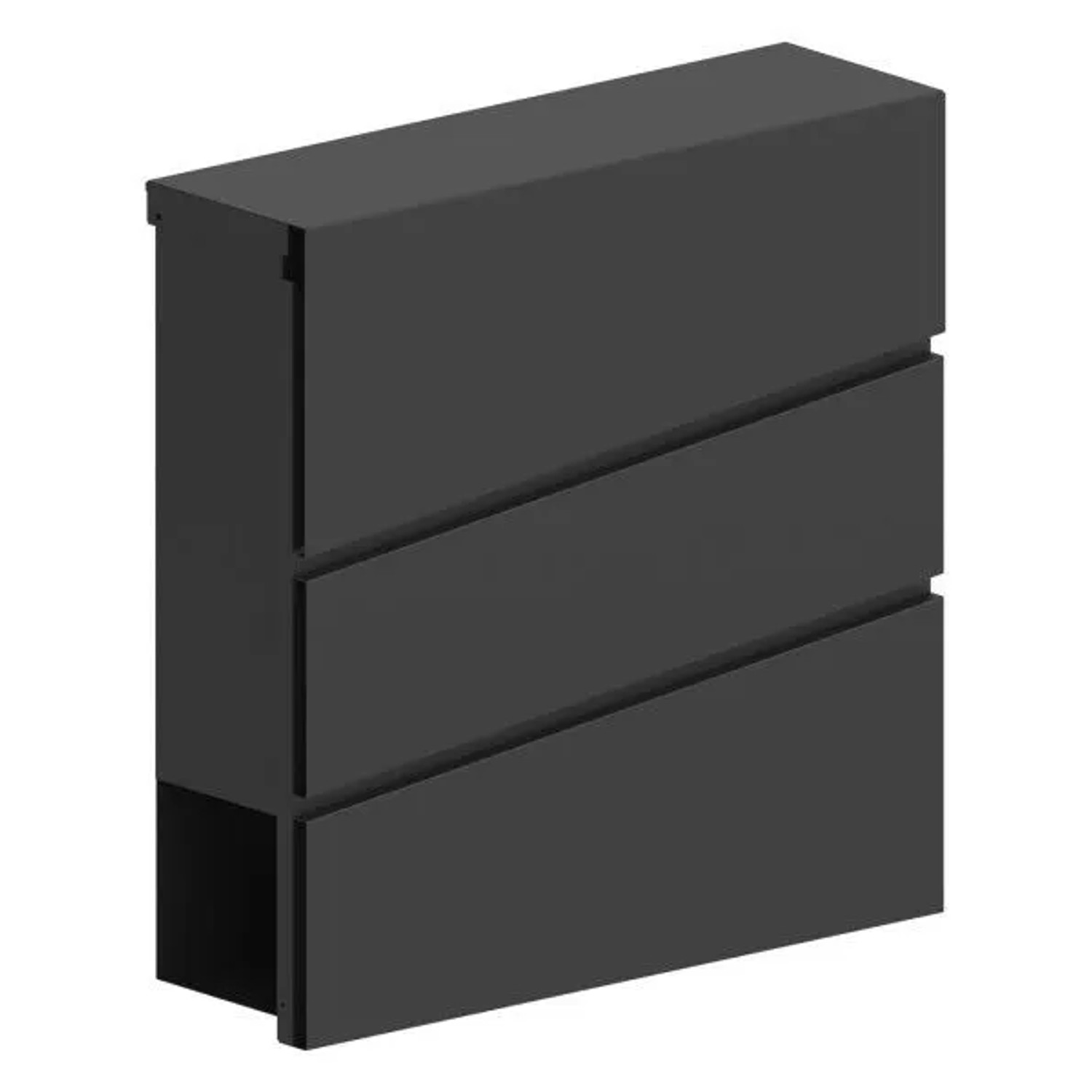 FeNau Briefkasten Verzinktes Stahlblech 370 X 105 X 370 mm Schwarz RAL 9017 Lackiert