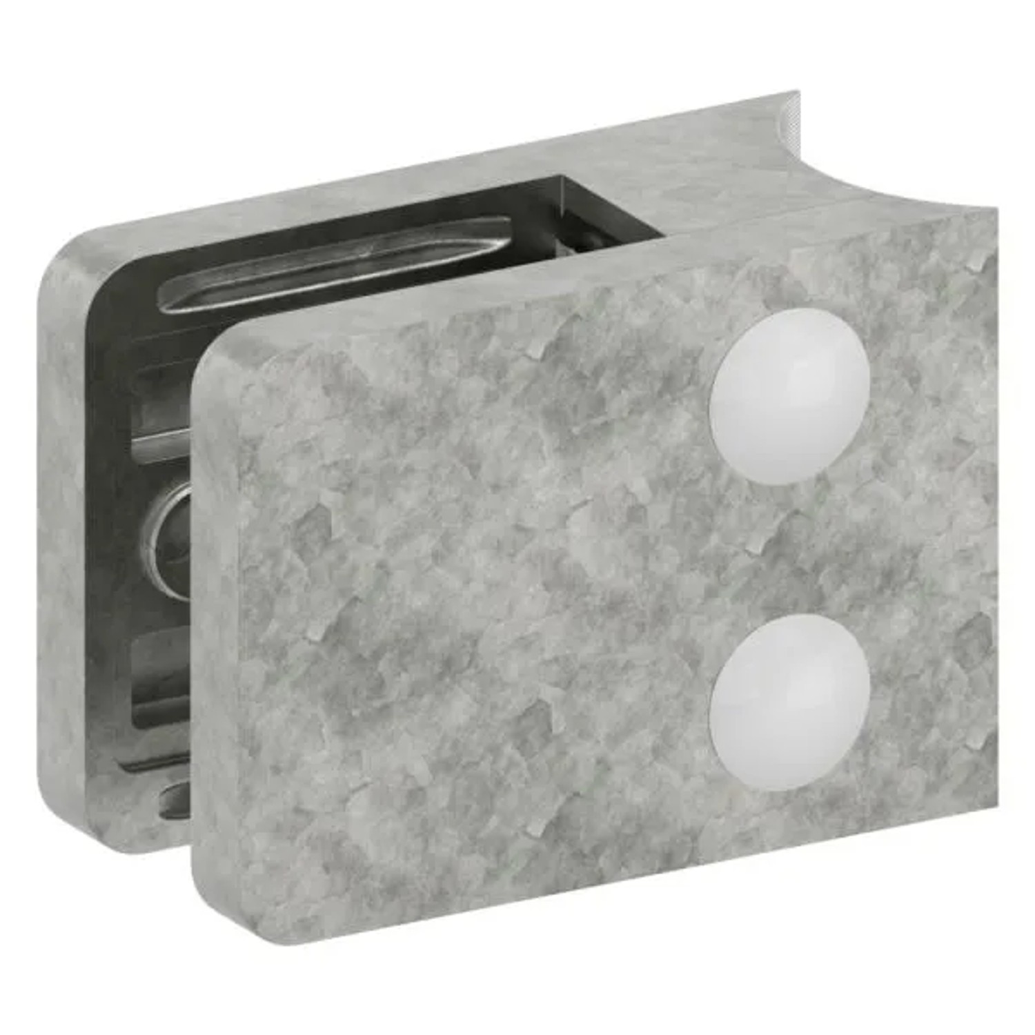 FeNau Glasklemme Zinkdruckguss Roh Für Rohr Ø 33,7 mm Eckig 45 X 55 X 28,5 mm