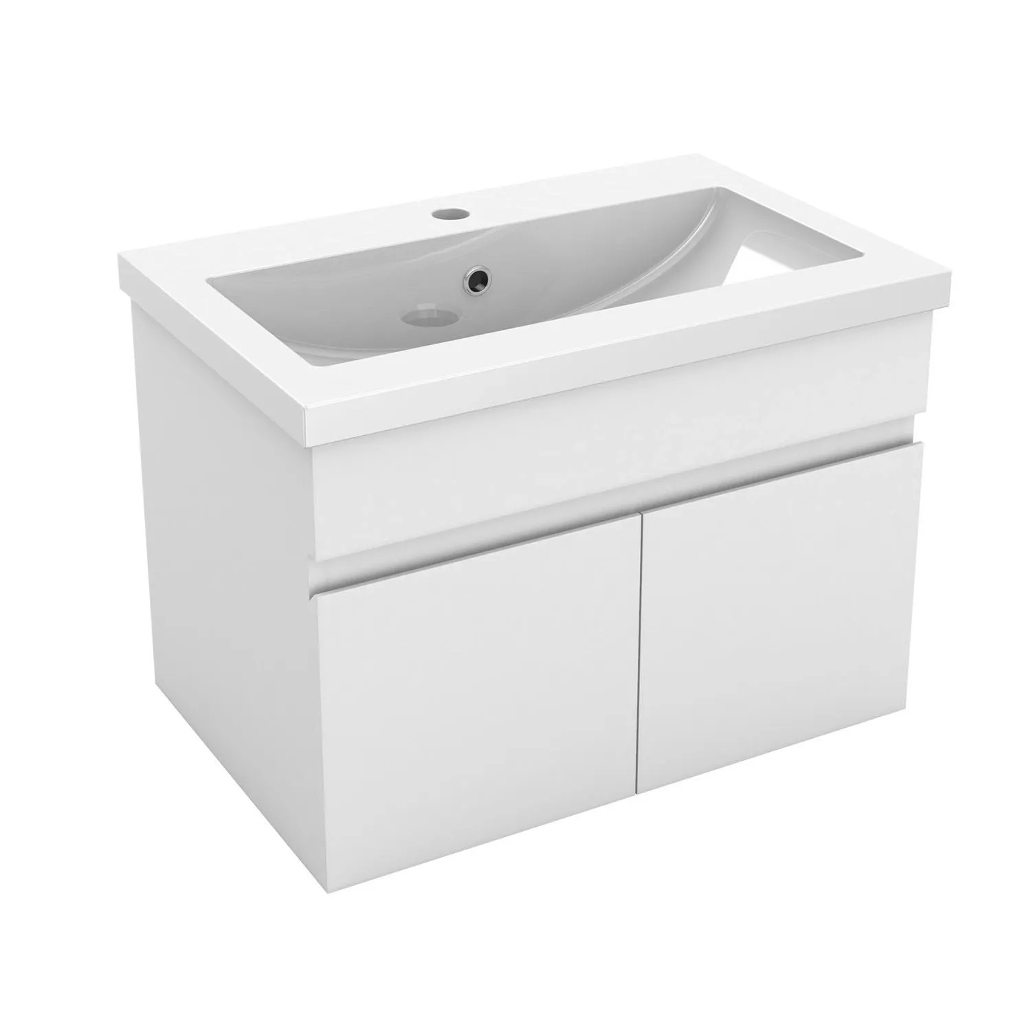 Duschparadies Waschtisch Einista 60cm in Matt Weiß Waschbecken mit Unterschrank 2 Türig SoftClose