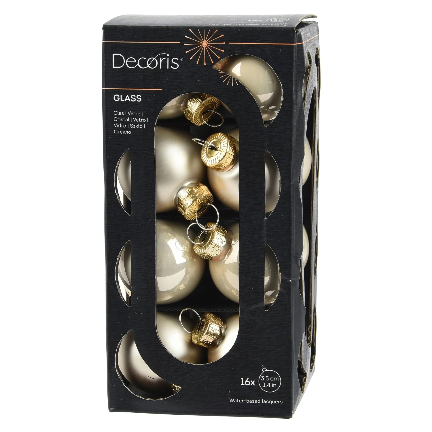 Decoris Weihnachtskugel-Set Glas Ø 3,5 cm Perle 16 Stück