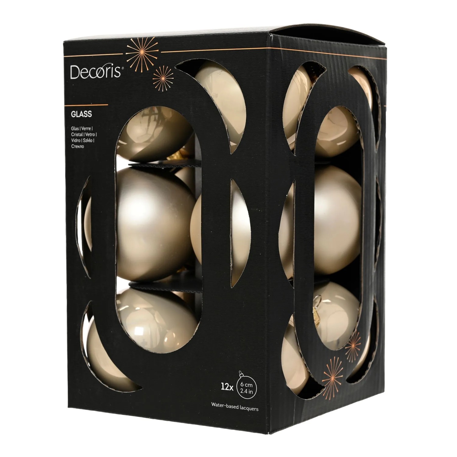 Decoris Weihnachtskugeln Glas Ø 6 cm Perle 12 Stück